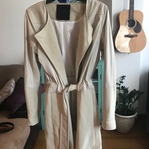 Club Monaco collection leather and canvas trench